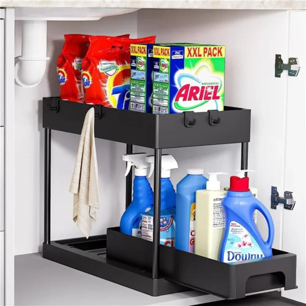 Under Sink Organizers & Storage,2Tier kitchen organization with Pull out Drawers